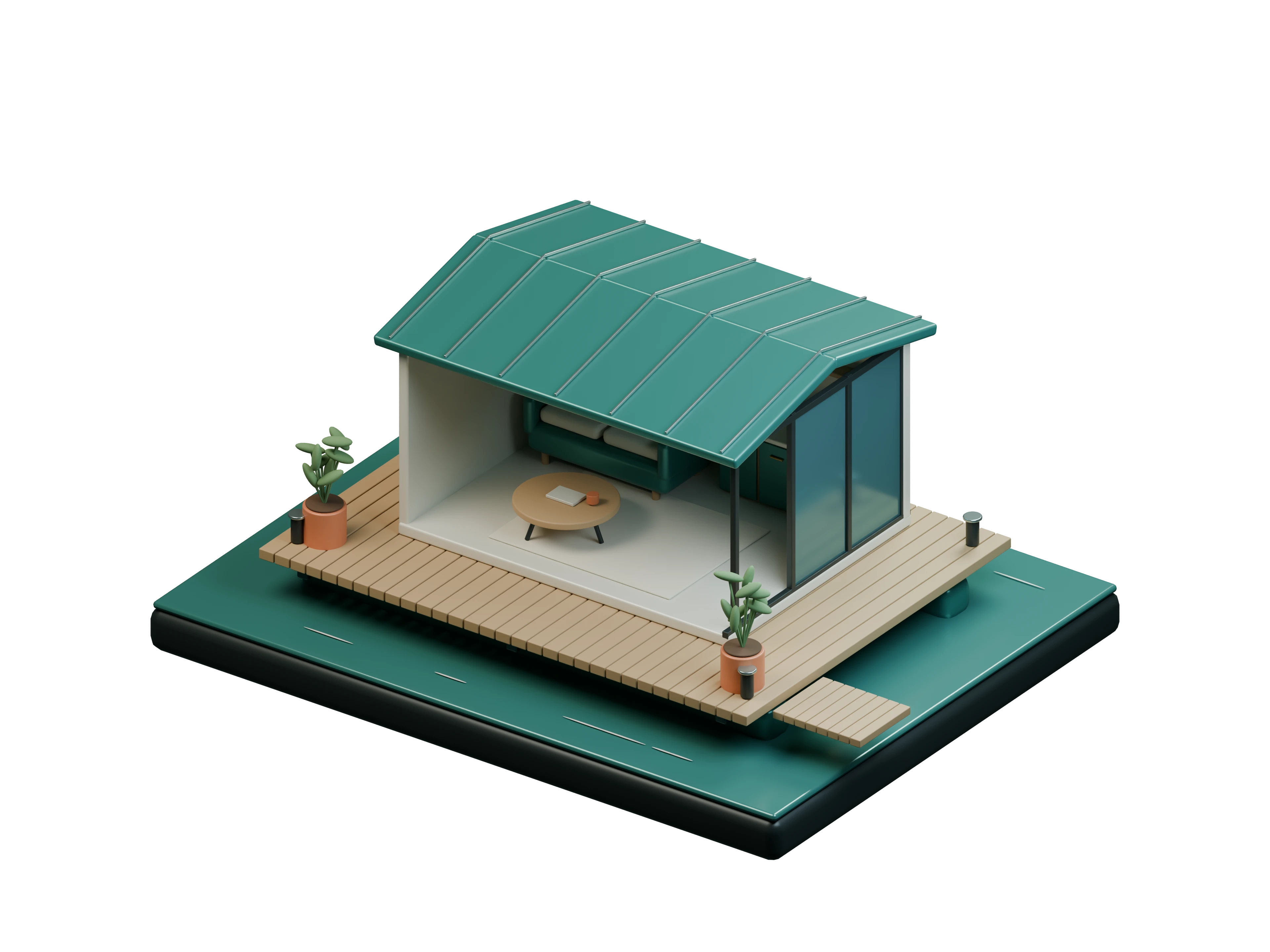 Maqueta de casa flotante que se ensambla por piezas
